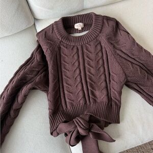 Camila Coelho Chocolate Cable Knit Sweater